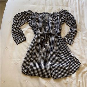 Gingham Off the Shoulder Dress
